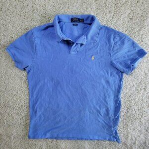 Polo Ralph Lauren‎ Men's 2XL Slim Fit Blue Shirt Yellow Pony Logo